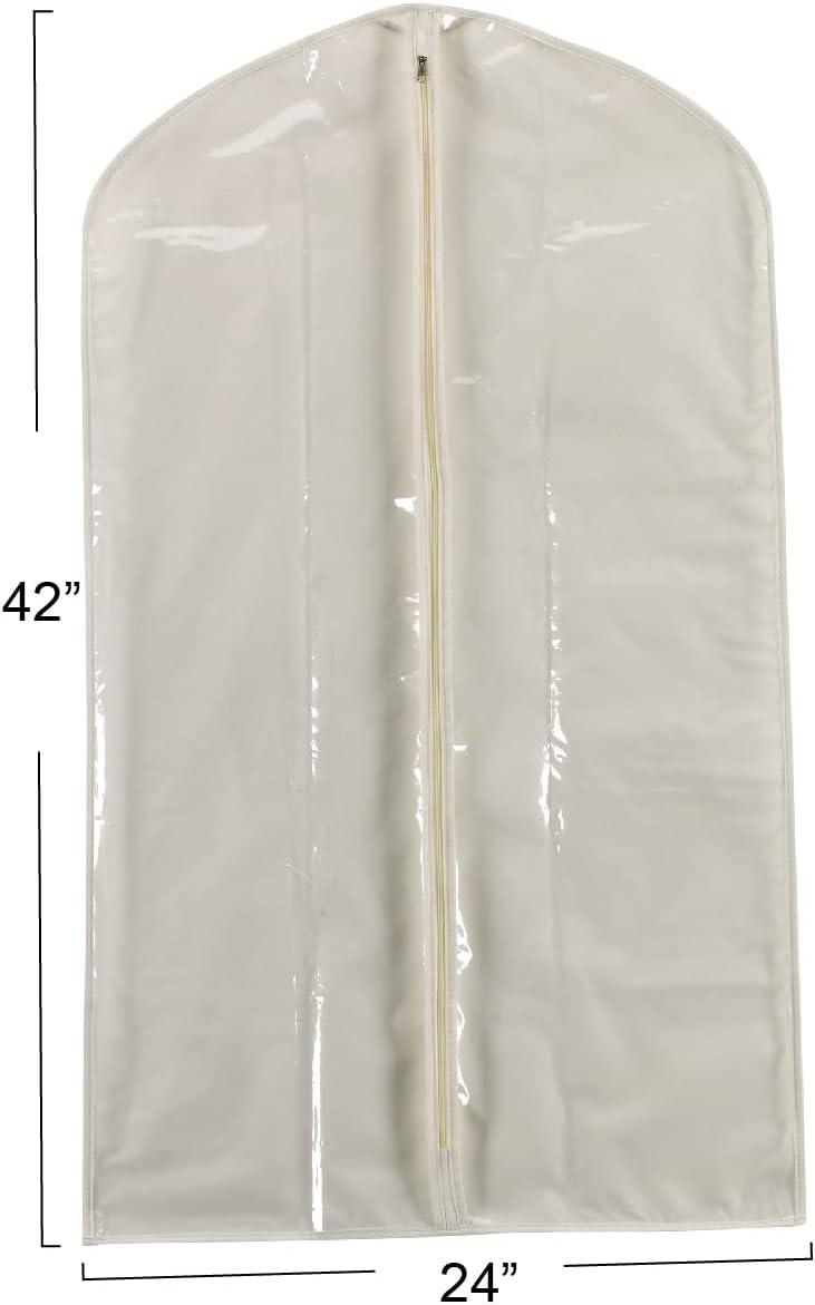 Suit Protector Garment Bag, Canvas Backing and Clear Front, Convenient Full-Length Zipper