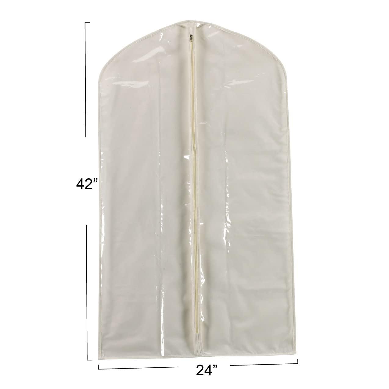 Suit Protector Garment Bag, Canvas Backing and Clear Front, Convenient Full-Length Zipper