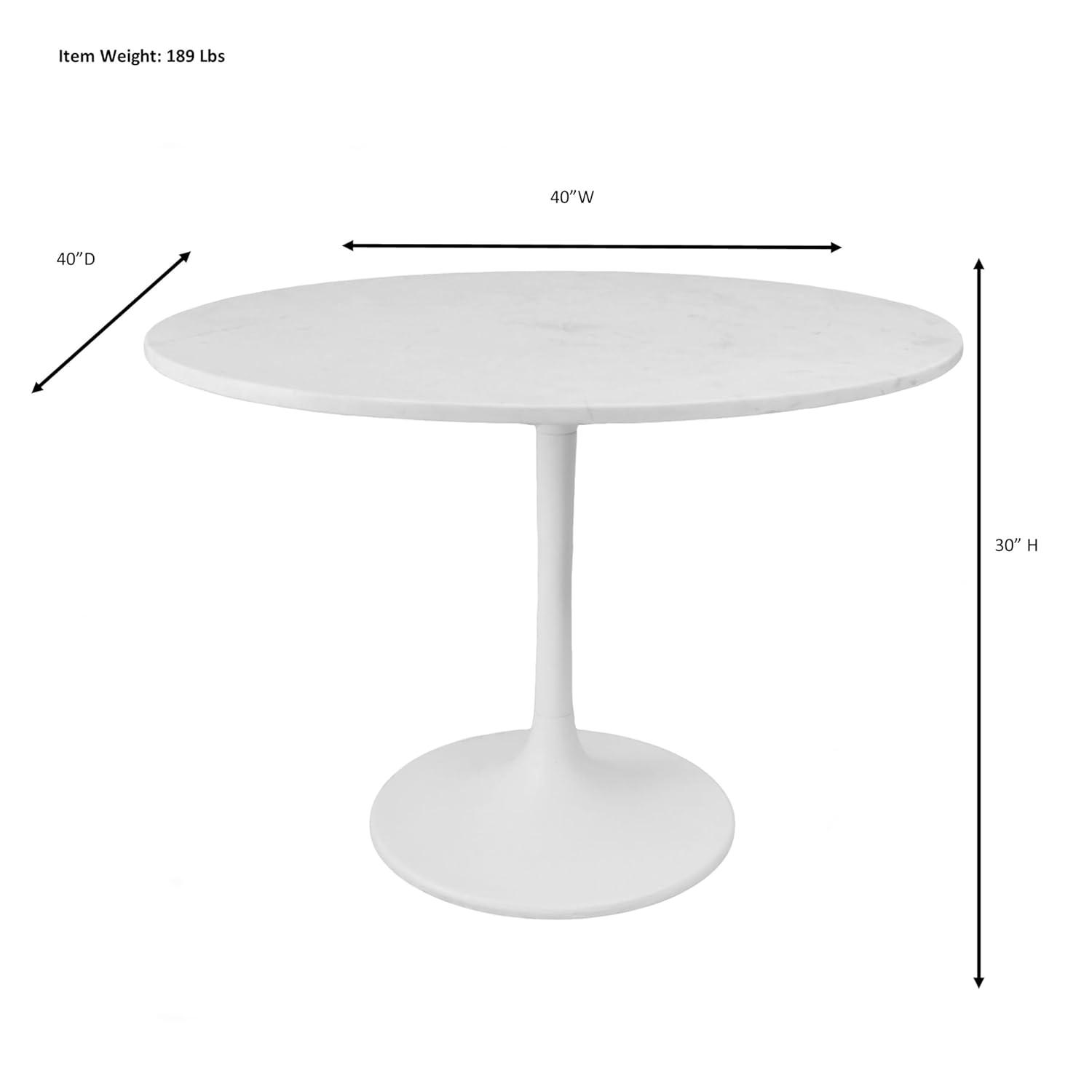 Carolina Living 40" Zaha Round Marble Top Dining Table Black/White: Pedestal Base, Seats 4