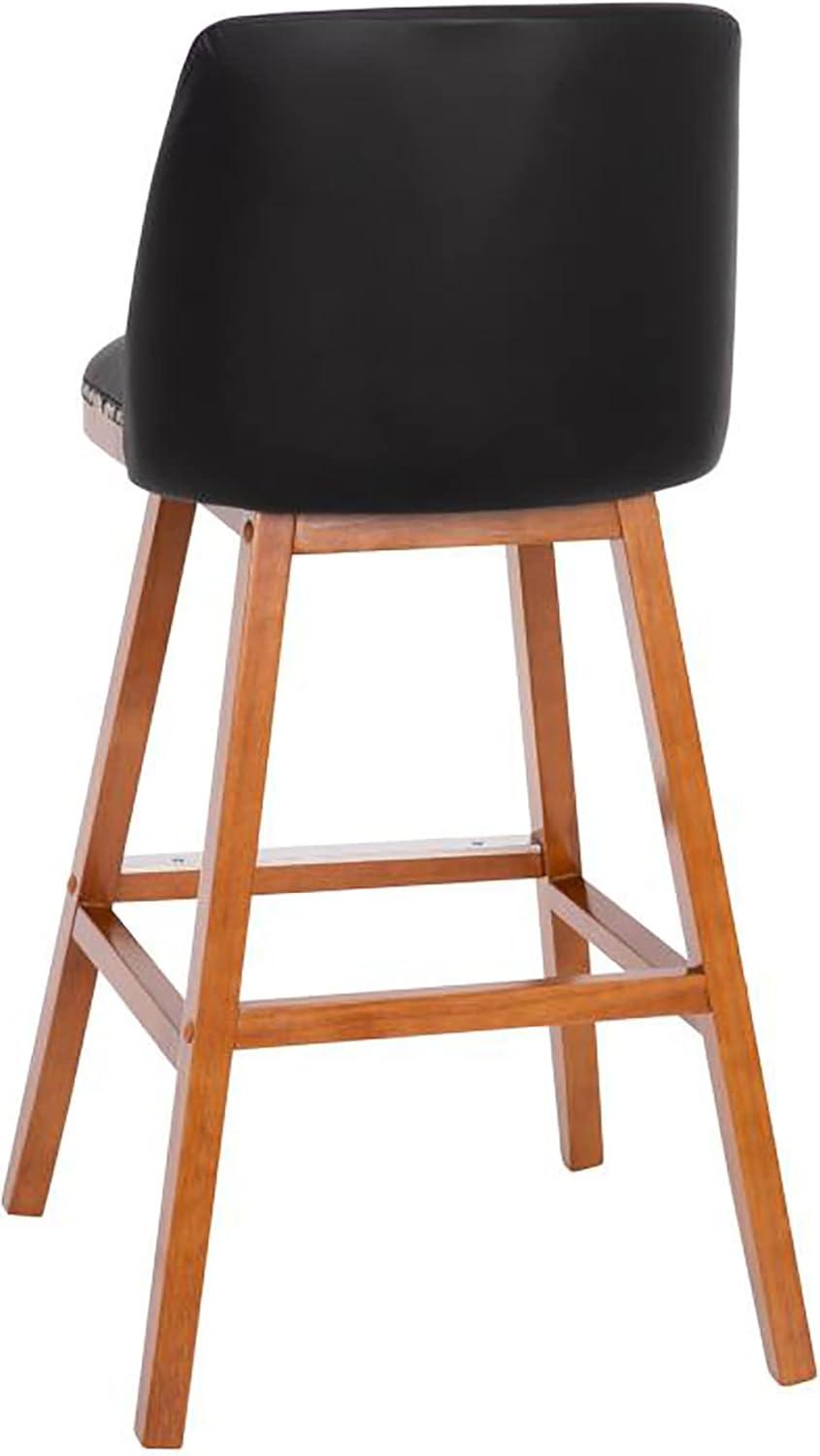 Flash Furniture 2 Pack Commercial Walnut Finish Wood Barstools with Nail Trim-Charcoal Faux Linen