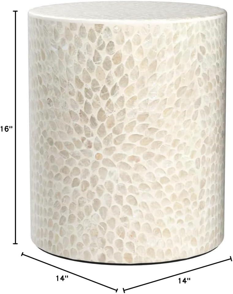 Handcrafted Capiz Shell Terrazzo Modern Accent End Table