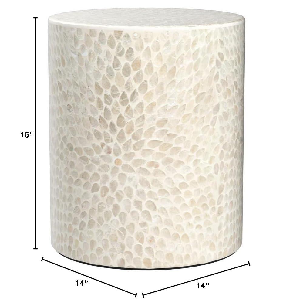 Handcrafted Capiz Shell Terrazzo Modern Accent End Table