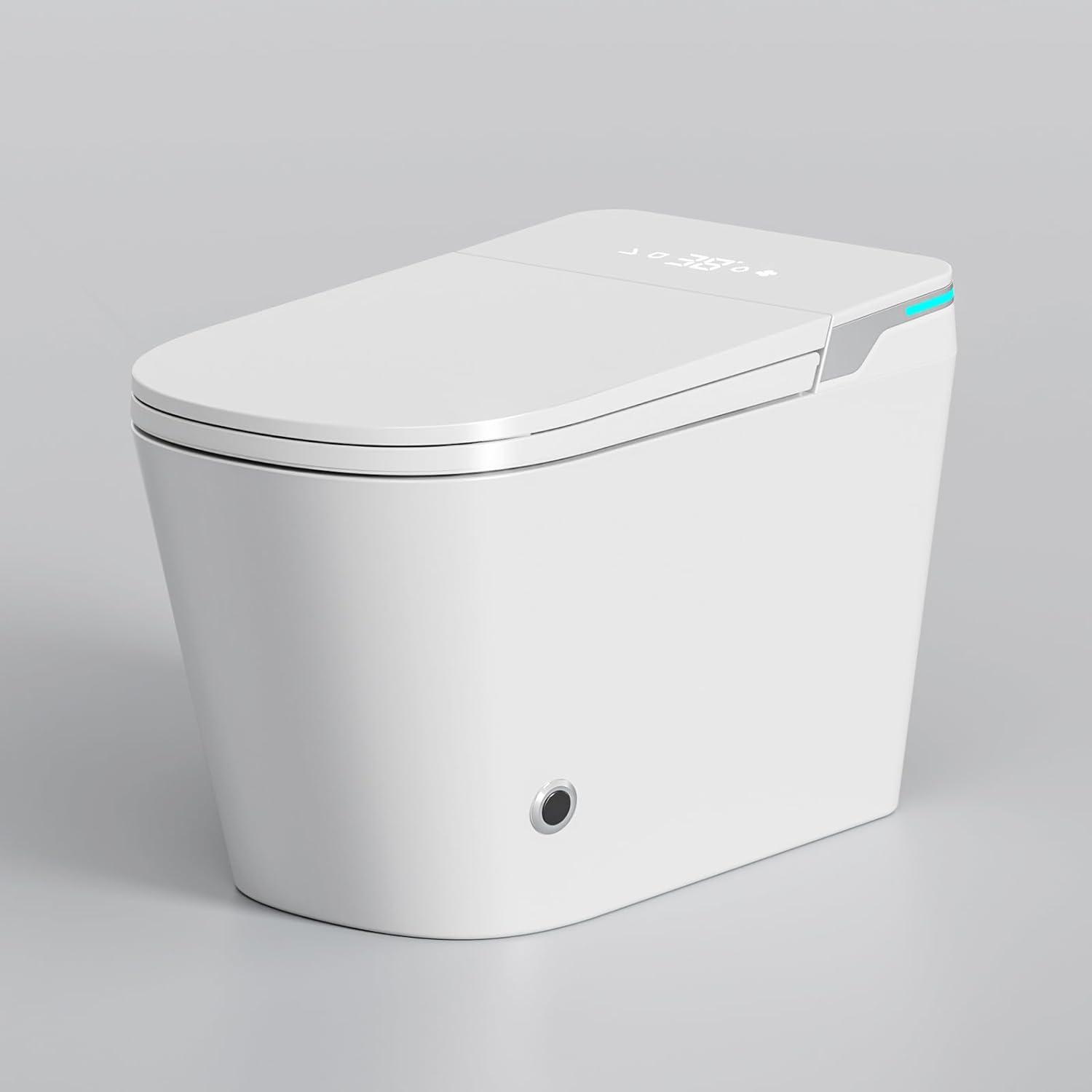 White Smart Toilet with Built-in Bidet and Heated Seat