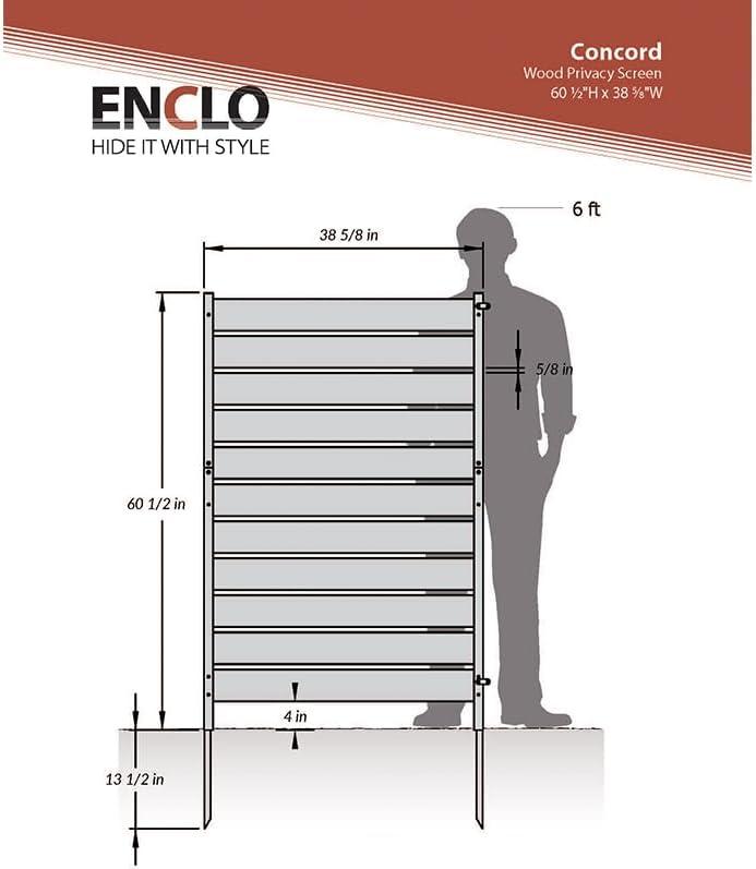 Concord 5ft x 3.2ft Cedar Wood Privacy Screen with Aluminum Posts