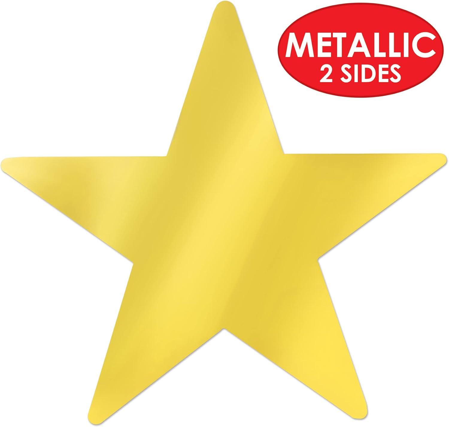 Beistle 3 3/4" Metallic Star Cutouts Gold 84/Pack (57027-GD)