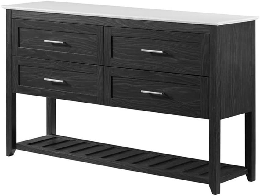 Walker Edison Transitional 54” 4-Drawer Dining Buffet, Graphite/White Marble