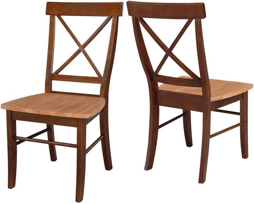 Elegant Pecan Brown Solid Wood Cross-Back Side Chair