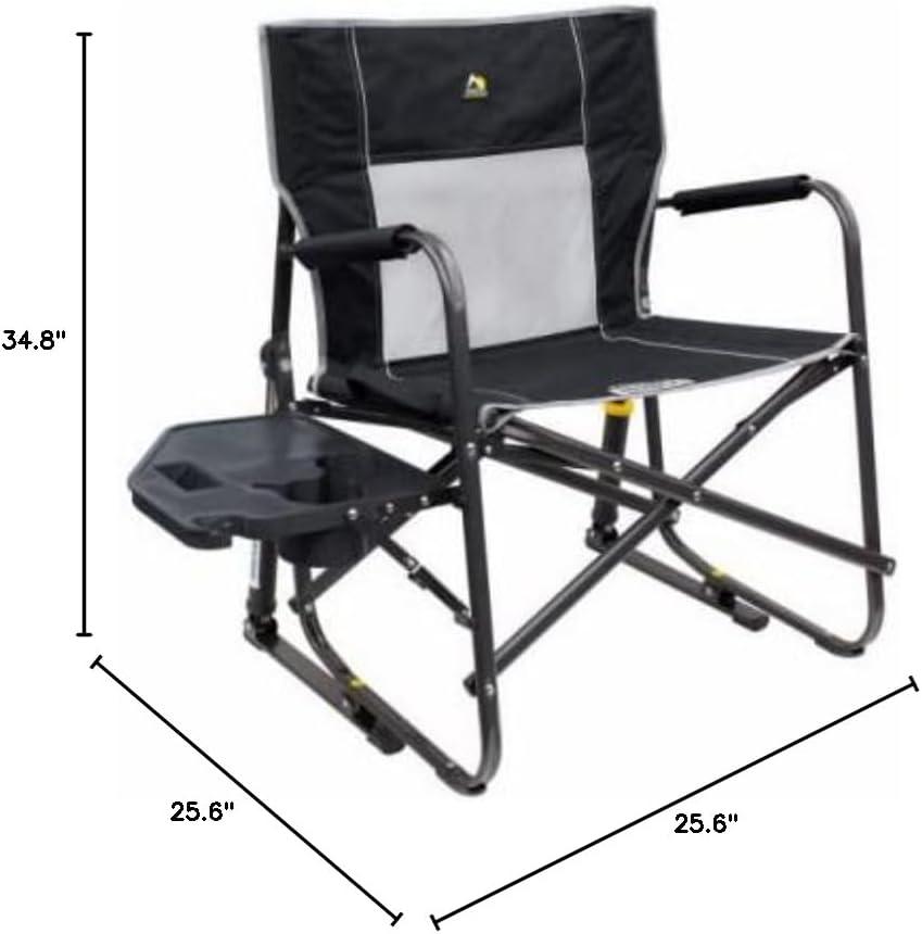GCI Outdoor Freestyle Rocker XL with Side Table Oversized Rocking Camp Chair, Black