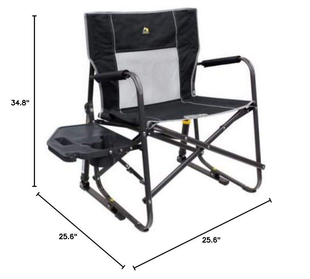 GCI Outdoor Freestyle Rocker XL with Side Table Oversized Rocking Camp Chair, Black
