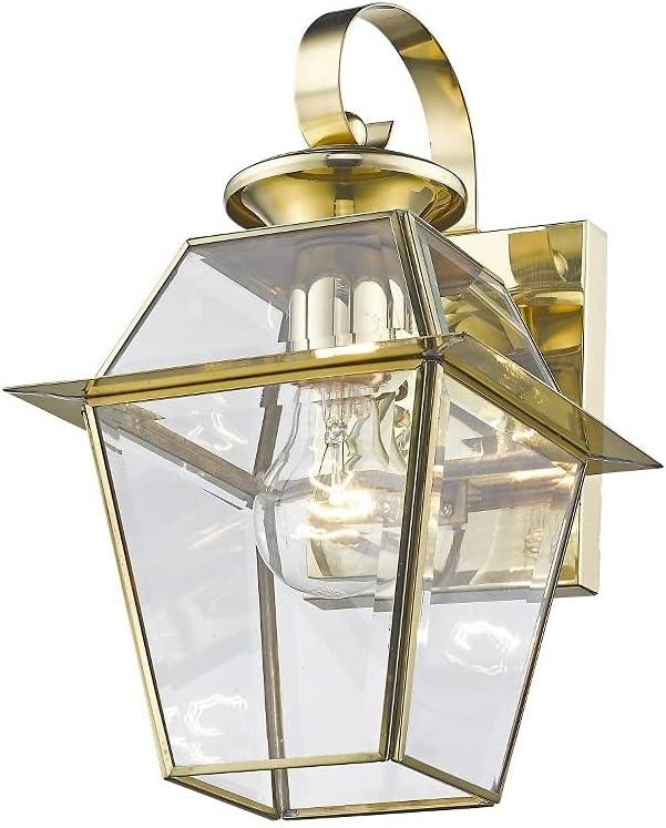 Elegant Westover Outdoor Wall Lantern in Polished Brass with Clear Glass
