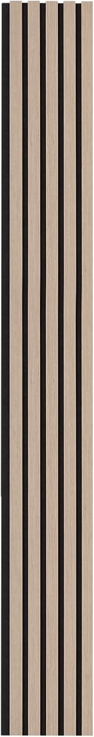 Silver Wood Acoustic Wall Panels with MDF and Polyester, 94.5 x 7.9 in, 4-Piece Set