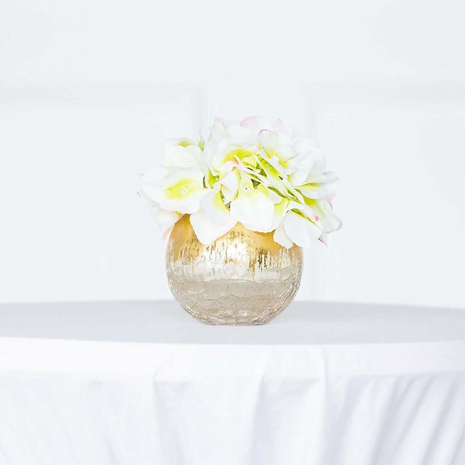 Efavormart 4" Gold Foiled Crackle Glass Flower Vase, Bubble Vase