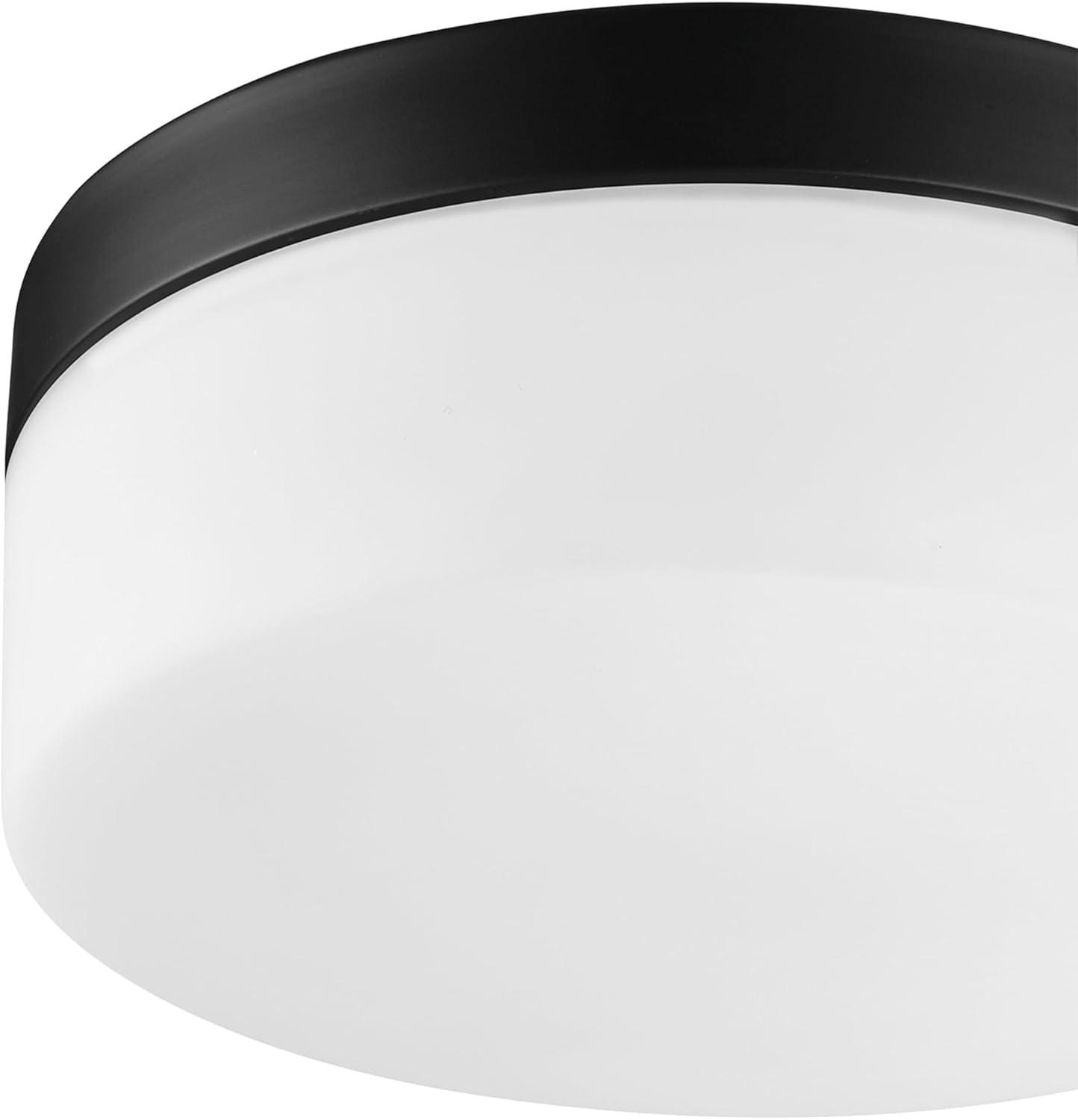 Globe Electric Mark 23-Watt Black LED Integrated Outdoor Flush Mount Ceiling Light with Frosted Glass Shade, 44658