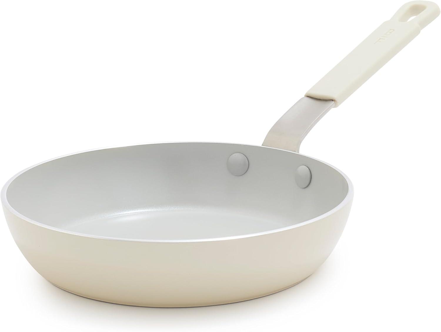 Cream 8" Aluminum Fry Pan with Ceramic Nonstick Coating