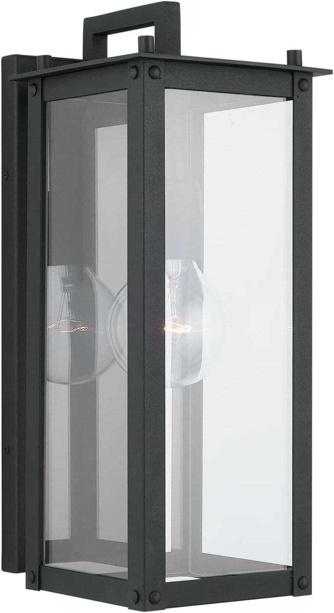 Modern Black Aluminum 1-Light Wall Mount with Clear Glass