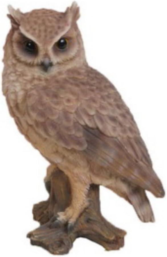 Small Brown Polyresin Screech Owl on Stump Statue