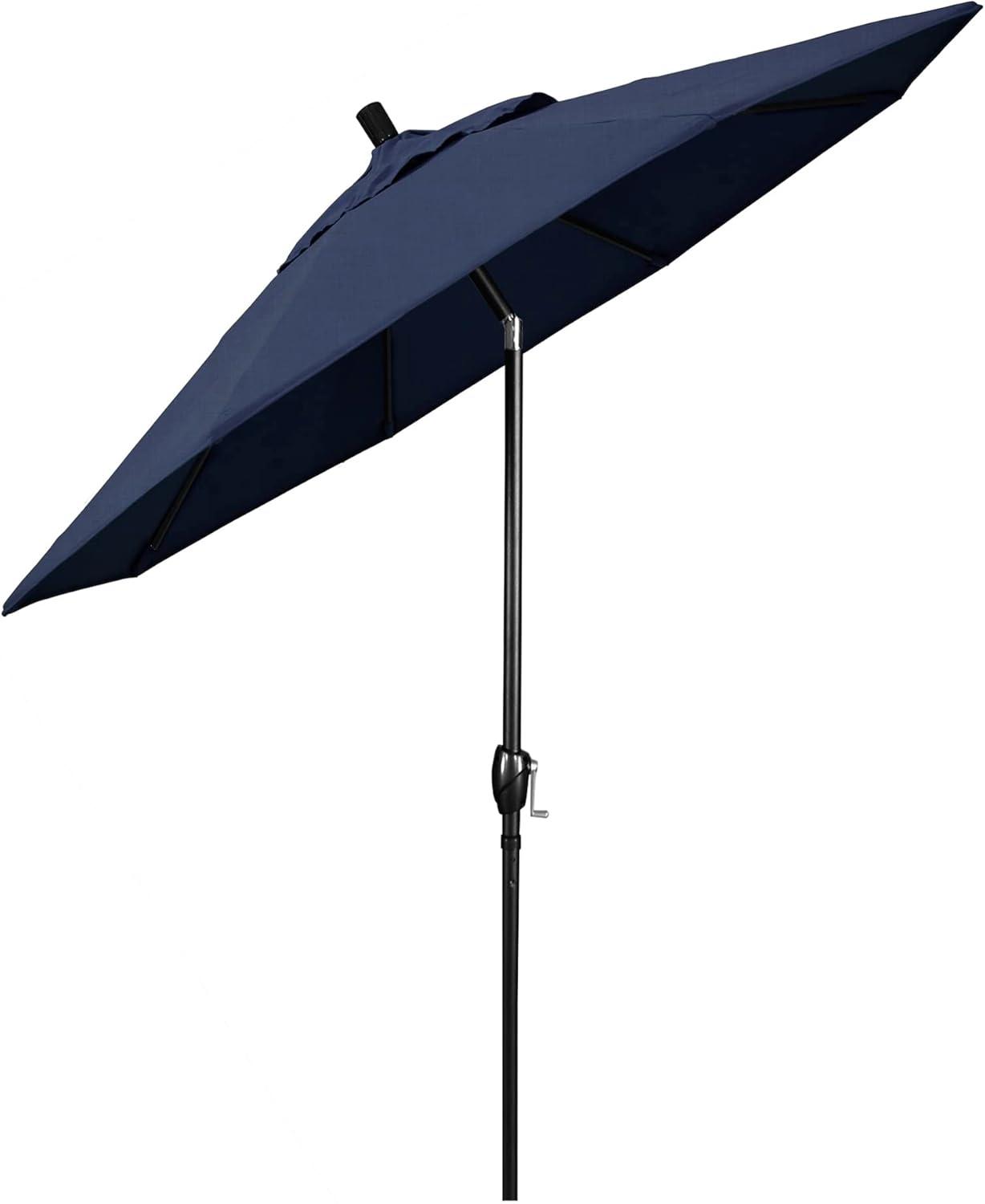 7.5 ft. Black Aluminum Market Patio Umbrella with Indigo Canopy