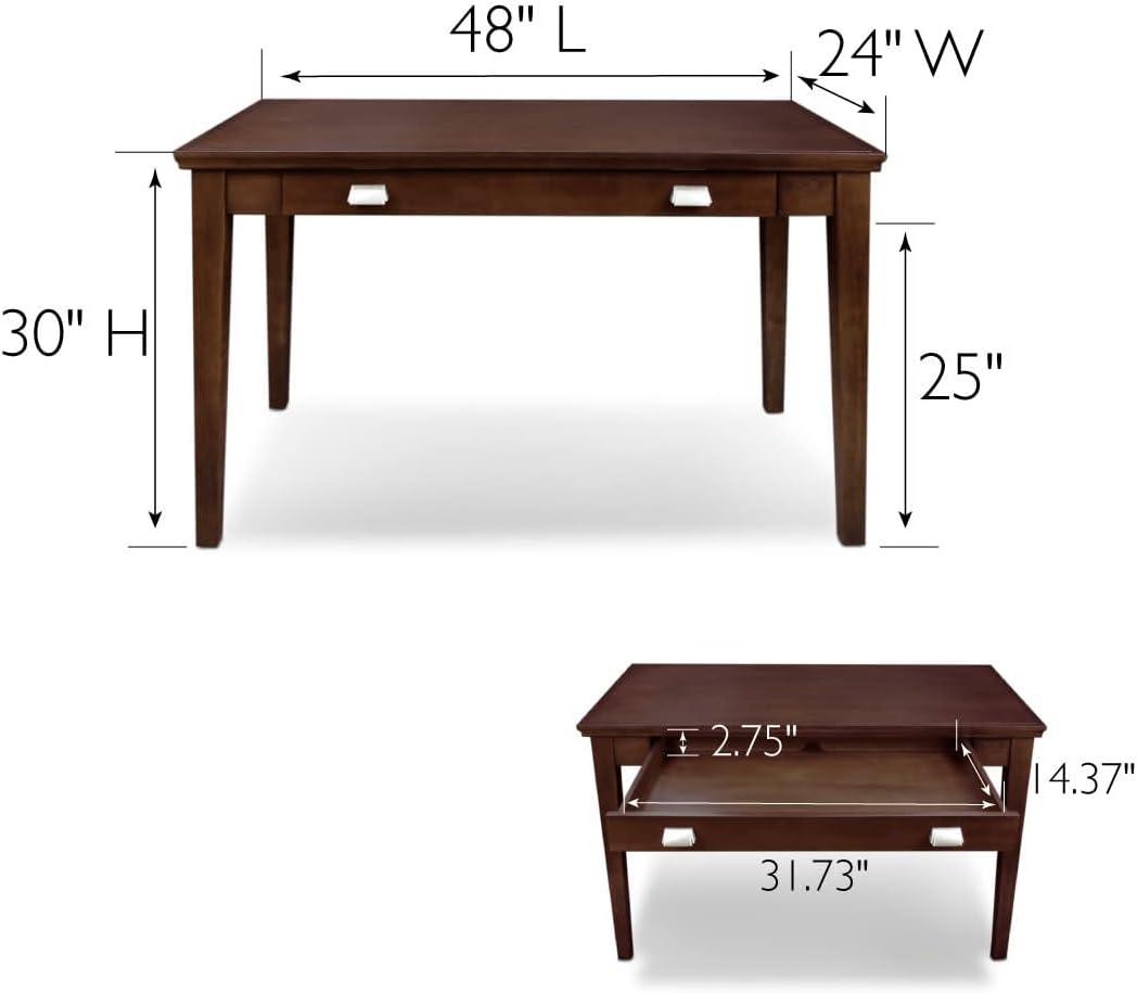 Chocolate Cherry Wood Writing Desk with Drawer and Keyboard Tray