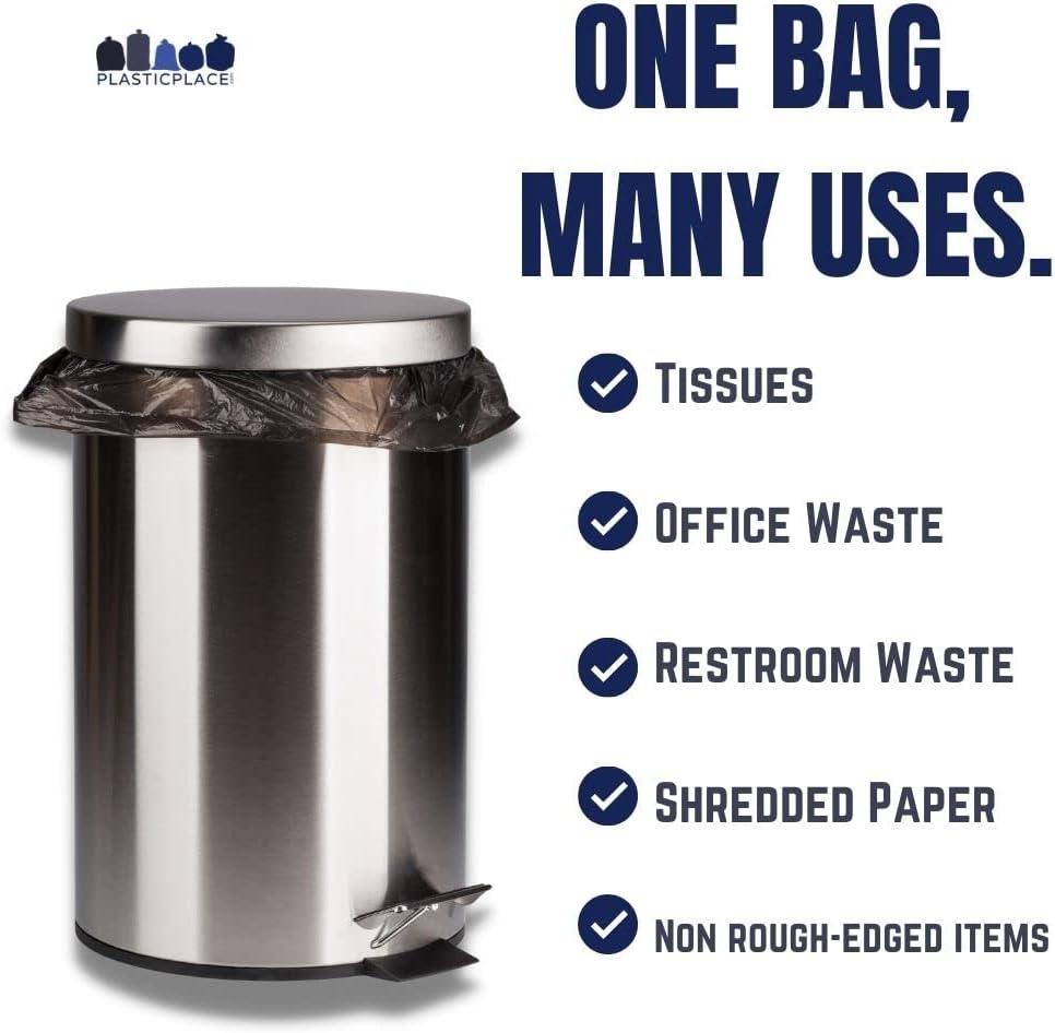 Plasticplace 12-16 Gallon Trash Bags, 0.8 Mil Garbage Bag Rolls, 500 Count, Black