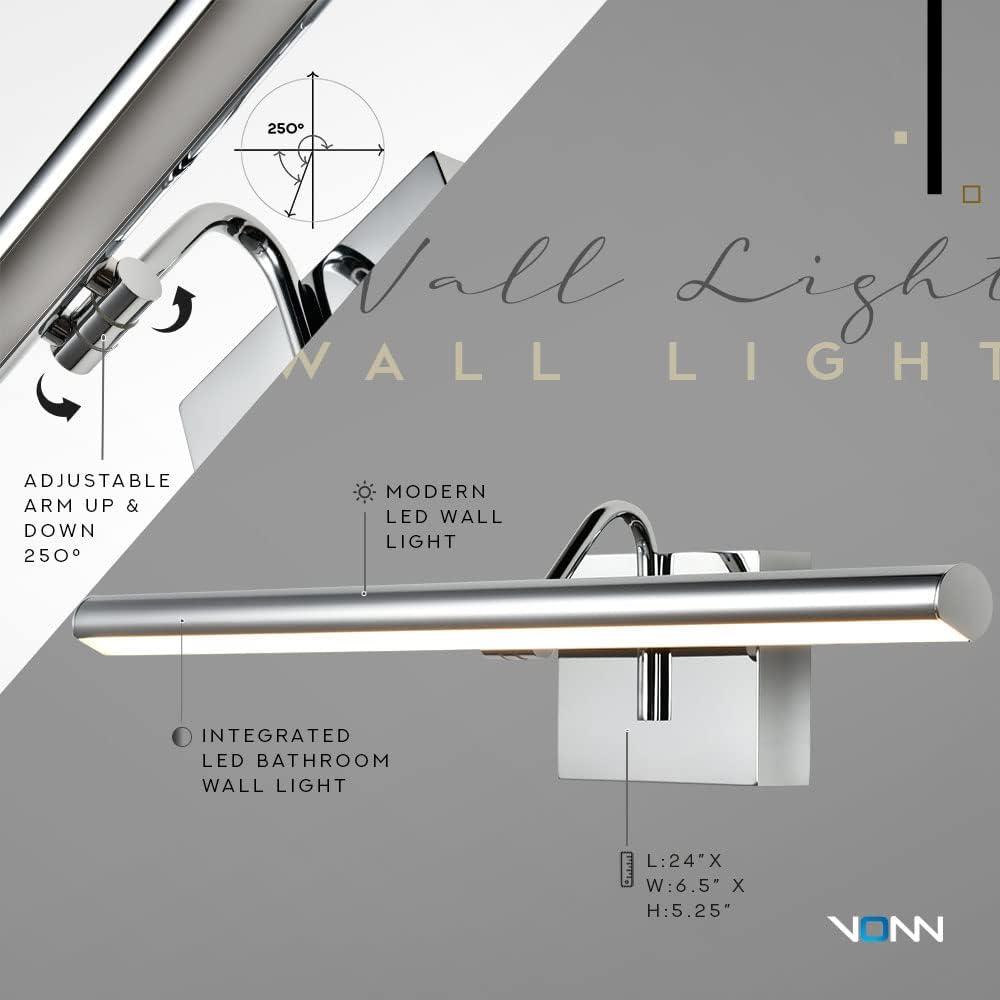 Procyon 24-in Adjustable Bar Vanity Light Integrated LED ETL Certified Bathroom Wall Lighting