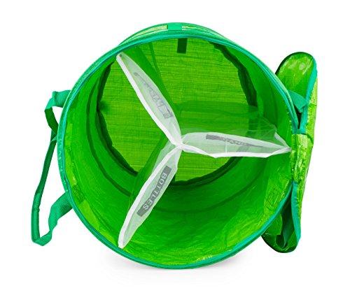 Camco 42983 Pop-Up Recycle Container with Zip-to-Close Lid - 18" x 24", Green