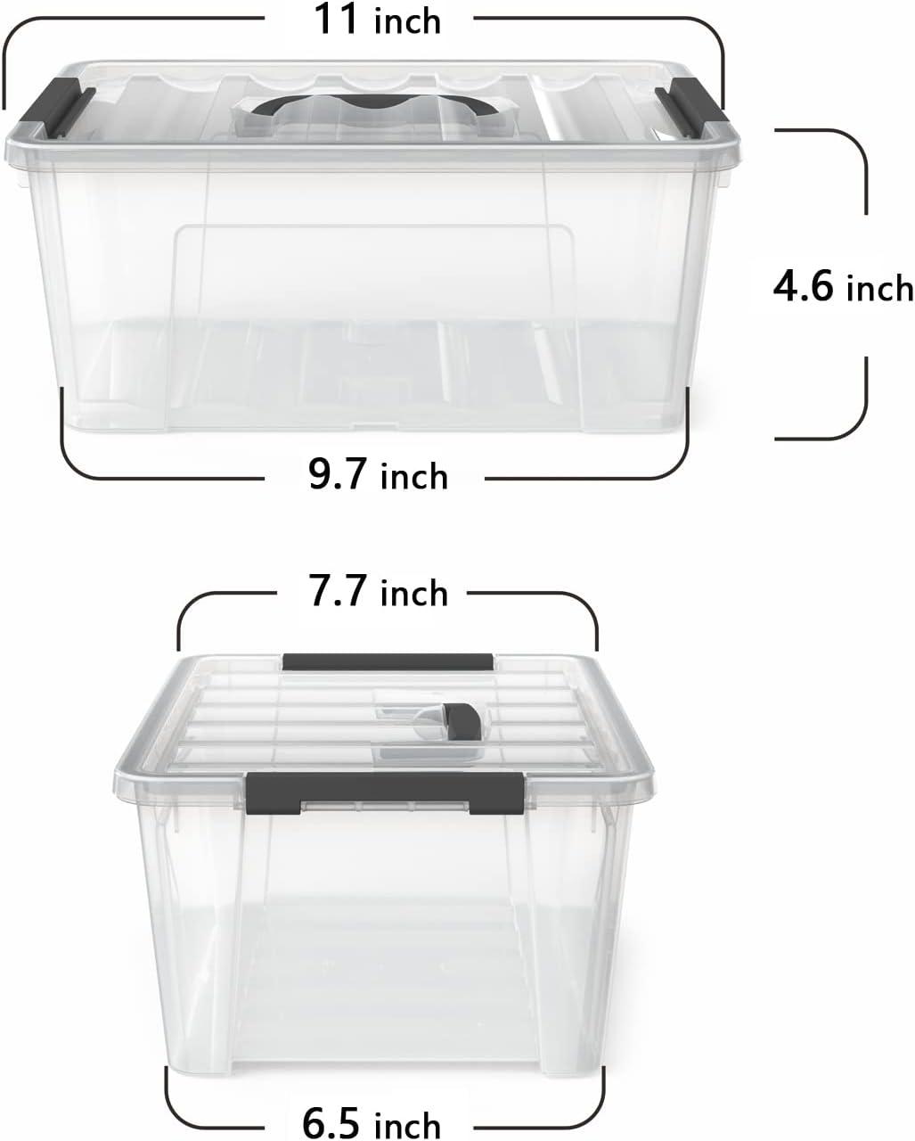 Rebrilliant Clear Storage Latch Bins, 6-Pack Storage Organizer Box With Handle And Lids, 5-Litre