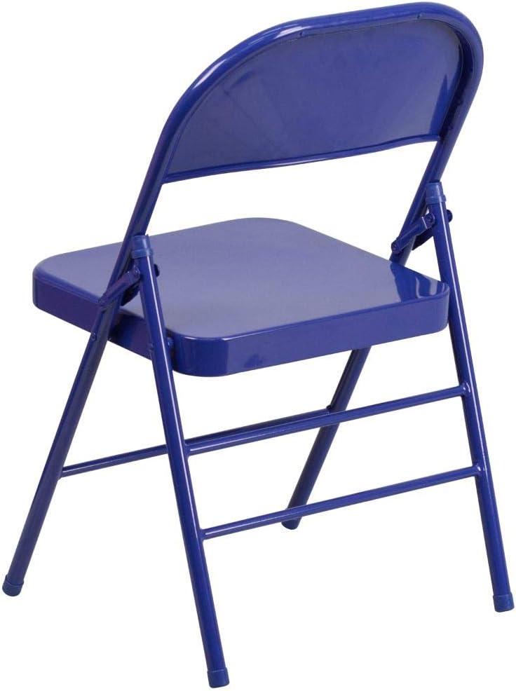 Flash Furniture 2 Pack HERCULES COLORBURST Series Cobalt Blue Triple Braced & Double Hinged Metal Folding Chair