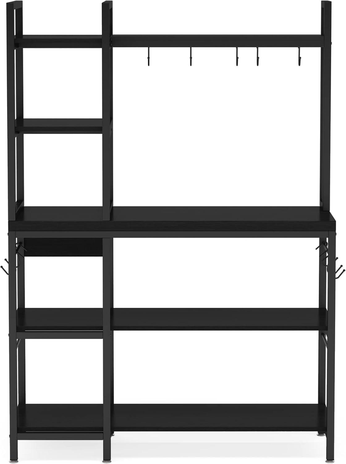 Tribesigns Kitchen Bakers Rack with Storage, 43 inch Microwave Stand 5-Tier Kitchen Utility Storage Shelf Rack with 10 Hooks, Metal Kitchen Rack Organizer for Kitchen, Living Room