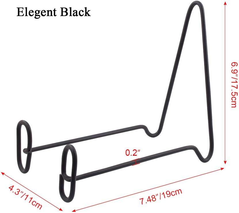 MOCOUM 4 Pack Display Stand Easel Iron Bowl Stands for Display Large Deep Bowls, Platters and Deep Dishes (Black, 7 inch, 4 pack)