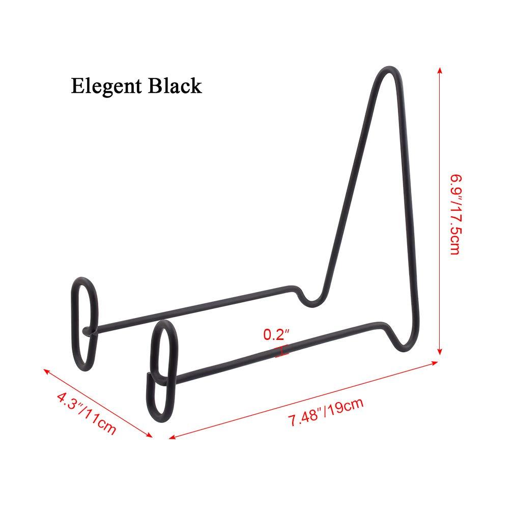 MOCOUM 4 Pack Display Stand Easel Iron Bowl Stands for Display Large Deep Bowls, Platters and Deep Dishes (Black, 7 inch, 4 pack)