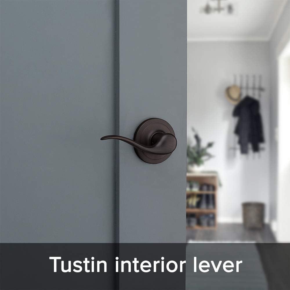 Kwikset Prescott Door Handleset Only with Tustin Door Handle in Venetian Bronze