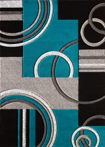 GLORY RUGS Area Rug Modern Soft Hand Carved Contemporary Floor Carpet with Premium Fluffy Texture for Indoor Living Dining Room and Bedroom Area (4x6, Turquoise)