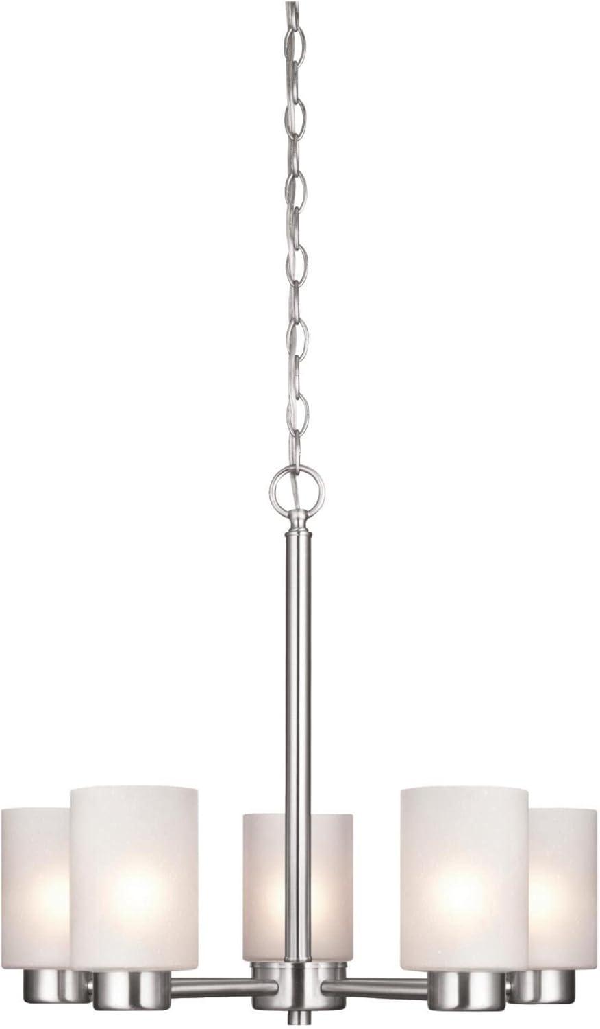 Elegant Brushed Nickel 5-Light Chandelier with Frosted Seeded Glass