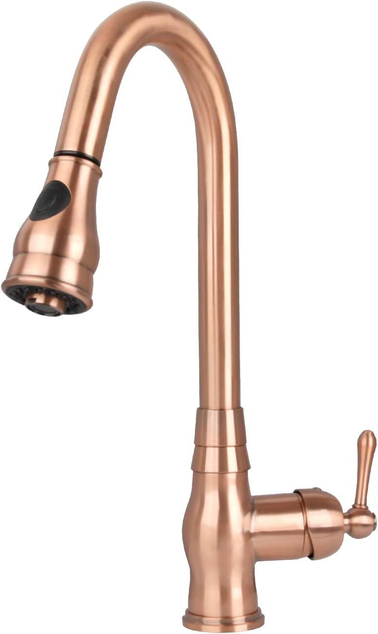 Copper High-Arch Single Handle Kitchen Faucet with 360 Swivel