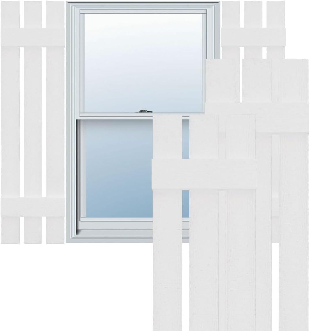 White Vinyl 48" Board-n-Batten Shutters with Hardware