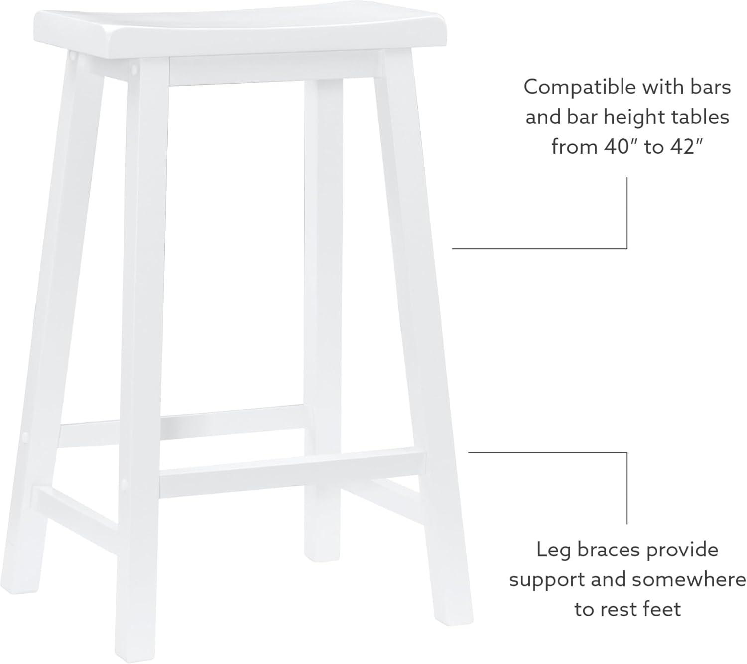 Linon Beamon 29" Sturdy Wood Backless Saddle Seat Counter Stool in Pure White