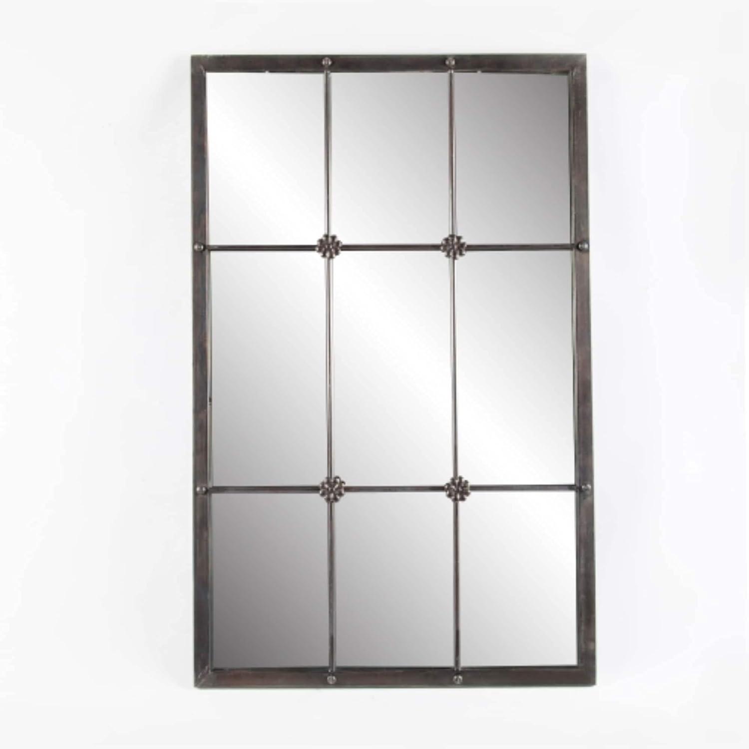 Luxen Home 37.75in. H Metal Window Frame Wall Mirror