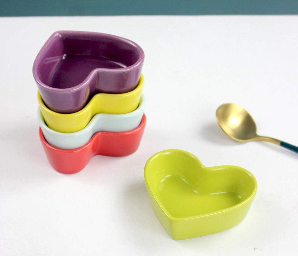 FUYU Colorful Heart Shaped Ceramic Ramekin Bowls Souffle Dishes Pudding Cups Snack Dishes Dipping Bowls