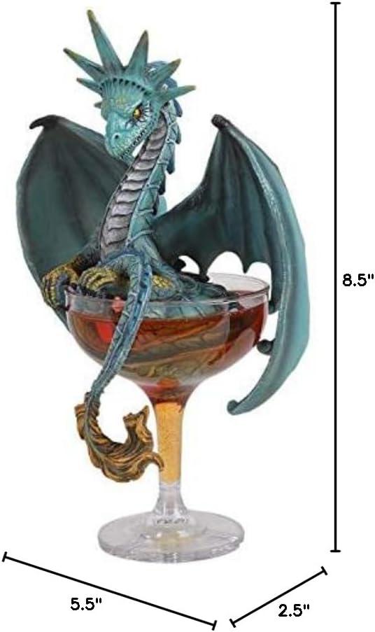 Teal Winged Dragon in Manhattan Cocktail Resin Figurine