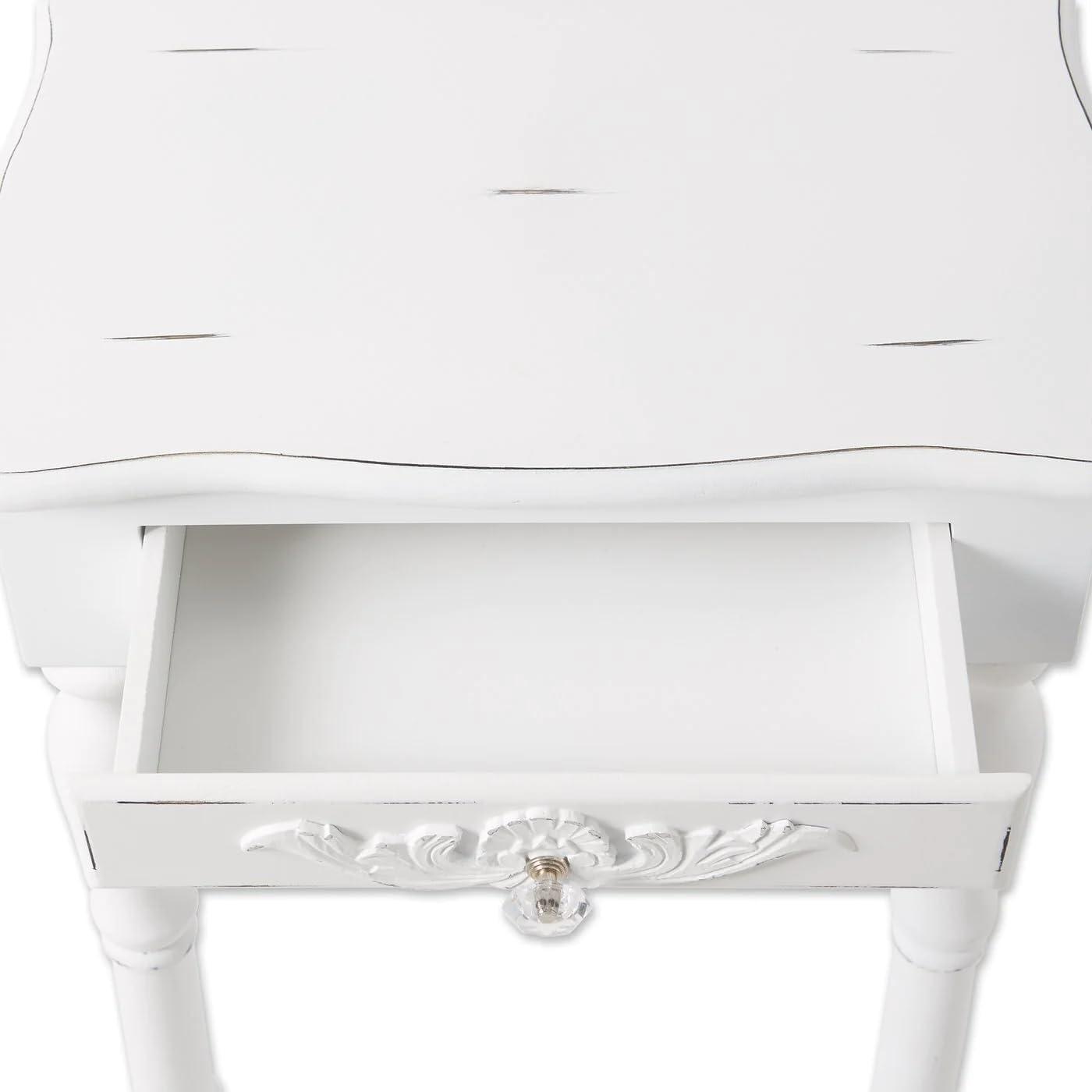 CintBllTer 34353 Carved White Side Table, Multicolor
