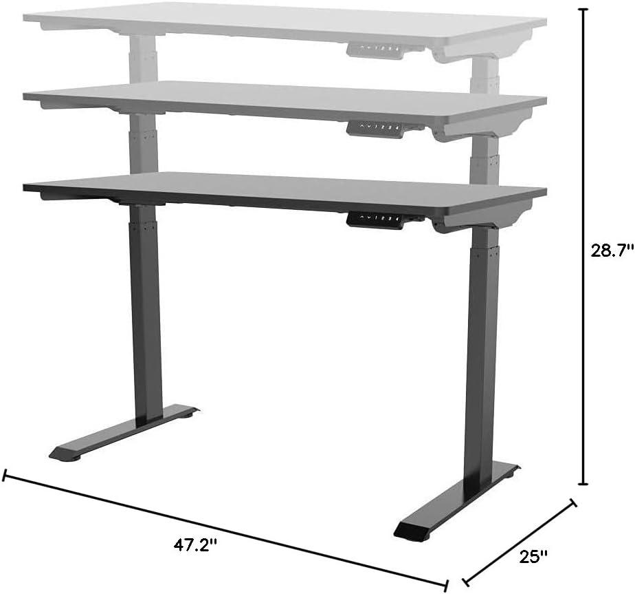 Black Adjustable Height Standing Desk with Wood Top