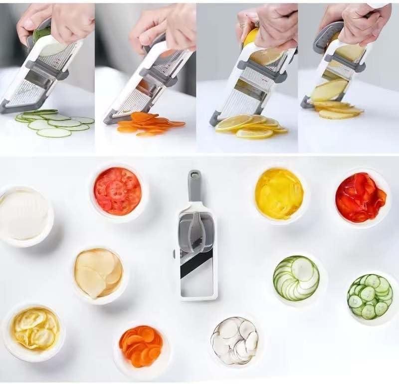 Versatile Handheld Mandoline Slicer - Adjustable Stainless Steel Blade, Ergonomic Grip, Enhanced Safety, Easy to Clean, Perfect for Quick and Precise Slicing of Fruits & Vegetables