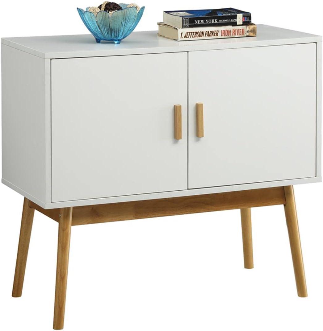 Convenience Concepts Oslo Storage Console with Cabinet and Shelves, White/Woodgrain