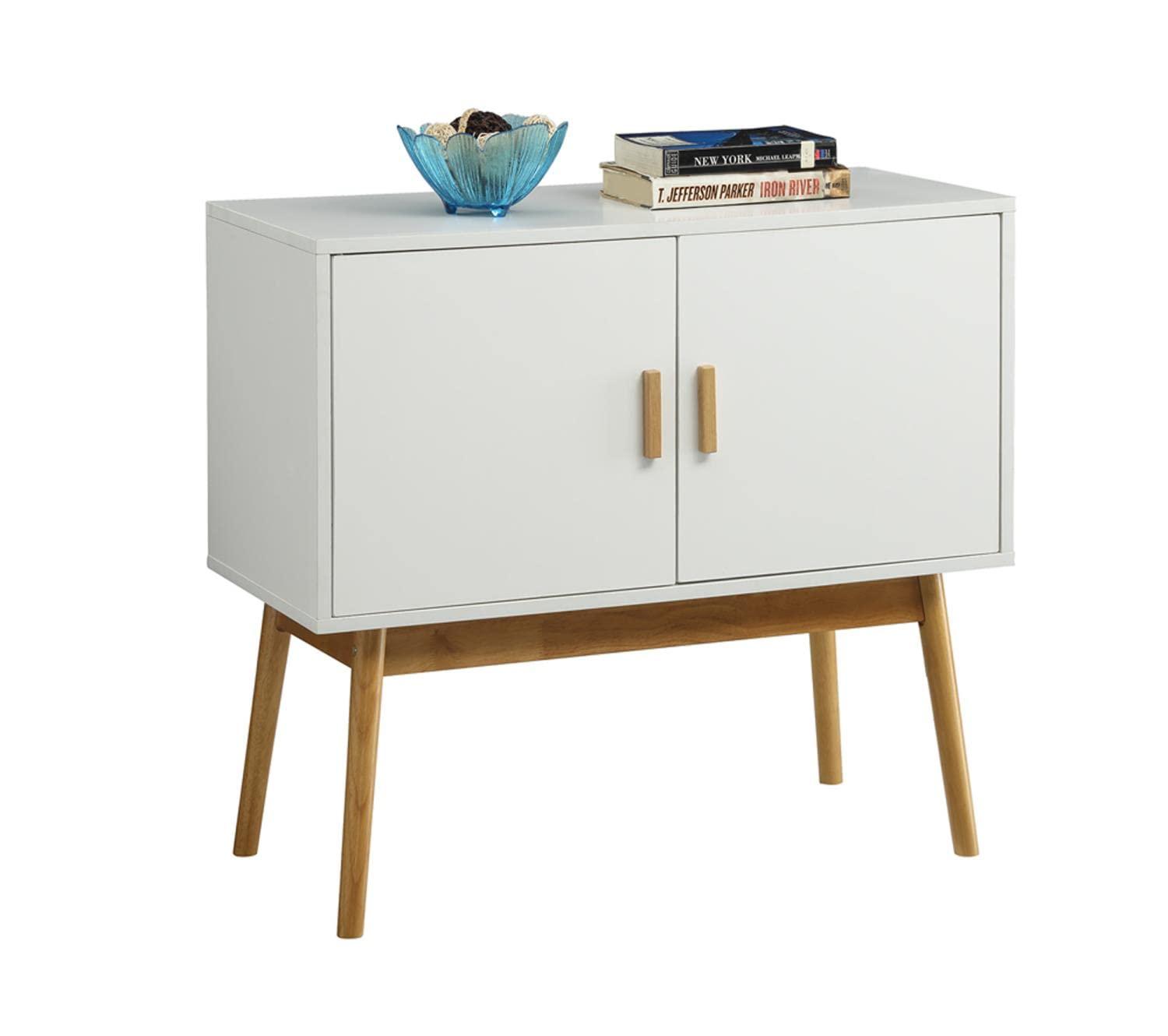 Convenience Concepts Oslo Storage Console with Cabinet and Shelves, White/Woodgrain