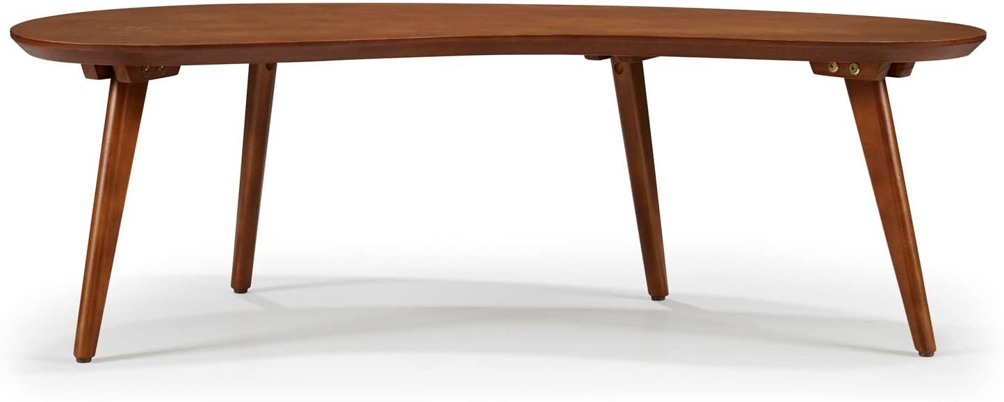 Camaflexi Mid Century Modern Coffee Table Small Tabletop Wood Coffee Desk, White