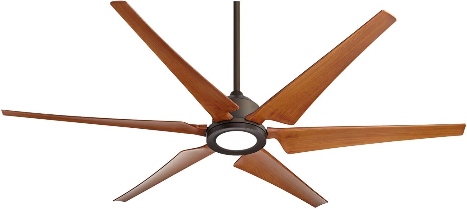 72" Casa Vieja Power Hawk Modern Indoor Outdoor Ceiling Fan with Dimmable LED Light Remote Oil Rubbed Bronze Painted Wood Damp Rated for Patio House