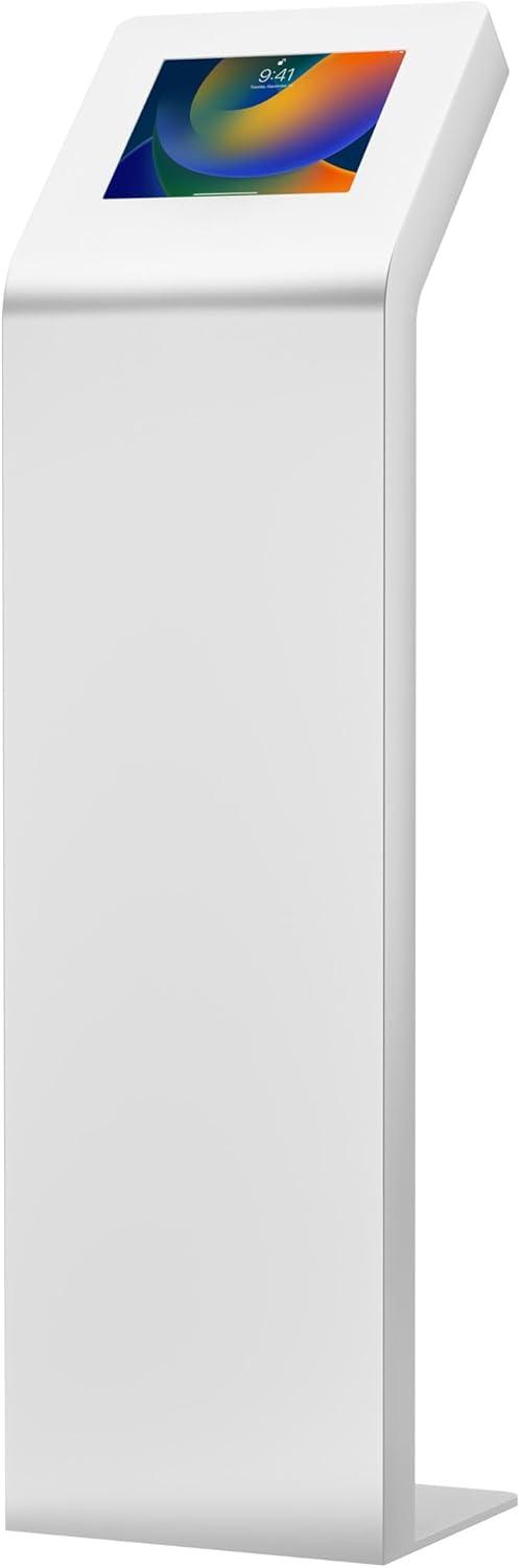 Tablet Kiosk Station – CTA Premium Heavy Duty Large Locking Floor Stand with Interior Cable Routing System for iPad 7th/ 8th/ 9th Gen 10.2” and Other 9-11” Tablets (PAD-KSDKW) – White