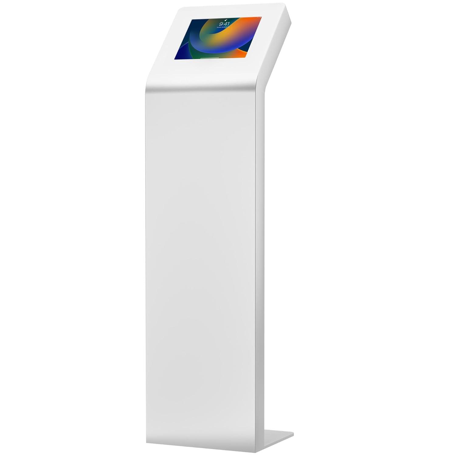 Tablet Kiosk Station – CTA Premium Heavy Duty Large Locking Floor Stand with Interior Cable Routing System for iPad 7th/ 8th/ 9th Gen 10.2” and Other 9-11” Tablets (PAD-KSDKW) – White