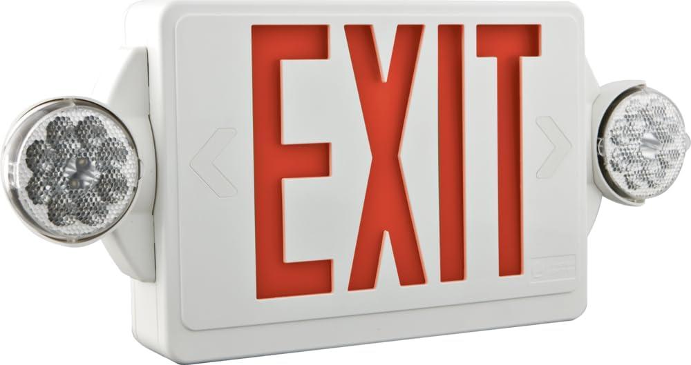 Red and White LED Exit Sign with Emergency Lights