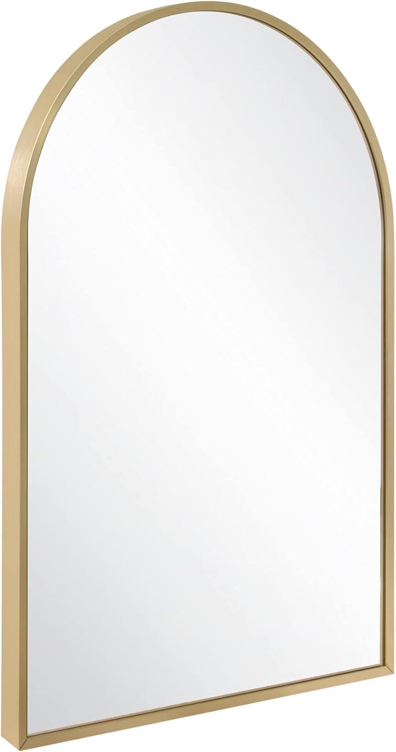 Maeve Arched Wall Accent Mirror – 30-Inch H X 20-Inch L, Modern Metal Framed – Living Room, Bedroom, Bathroom Vanity Mirror – Gold – Design House, 596528-GLD